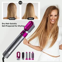 Hair Styling Tool Set with Hot Air Dryer, 5-in-1, Rotating Brush, Curler, Styler, White and Blue Color